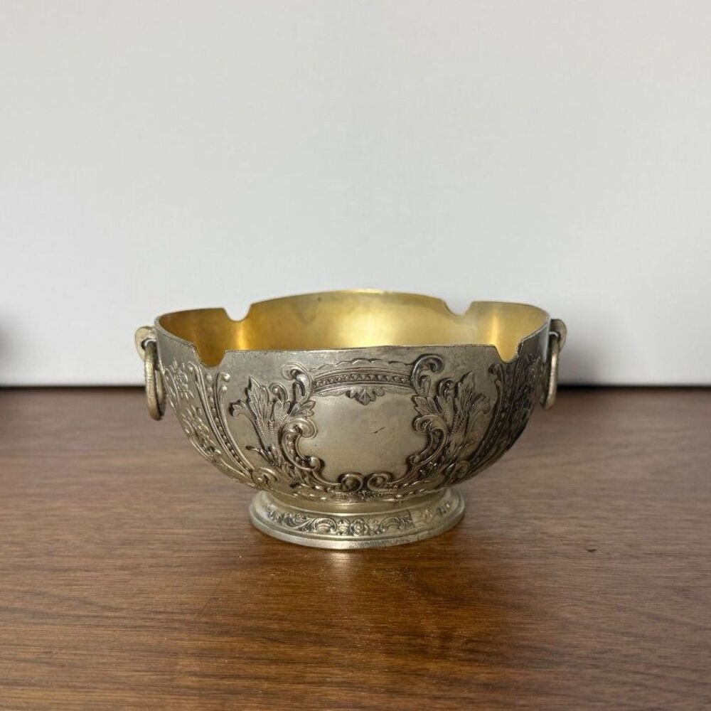 Vintage Andrea by Sadek Ornate Footed Ashtray, Silver Plated